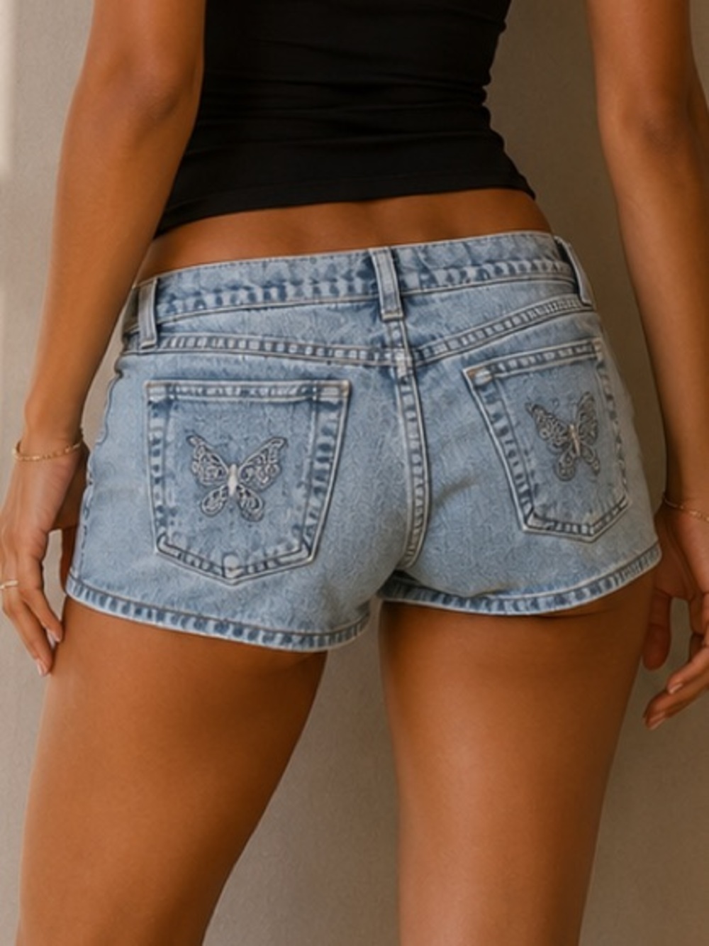 Vintage Liquid Jeans Butterfly Jean Shorts - Picture 1 of 5